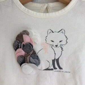 NWOT Janie and Jack shirt long sleeve ivory with 3D fox‎ size 6-12 months